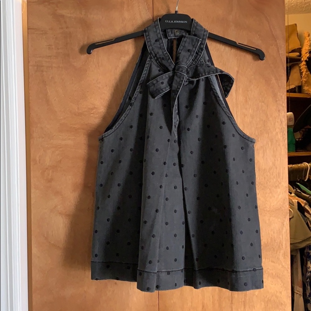 Ulla Johnson Black Denim Dotted Top sz M